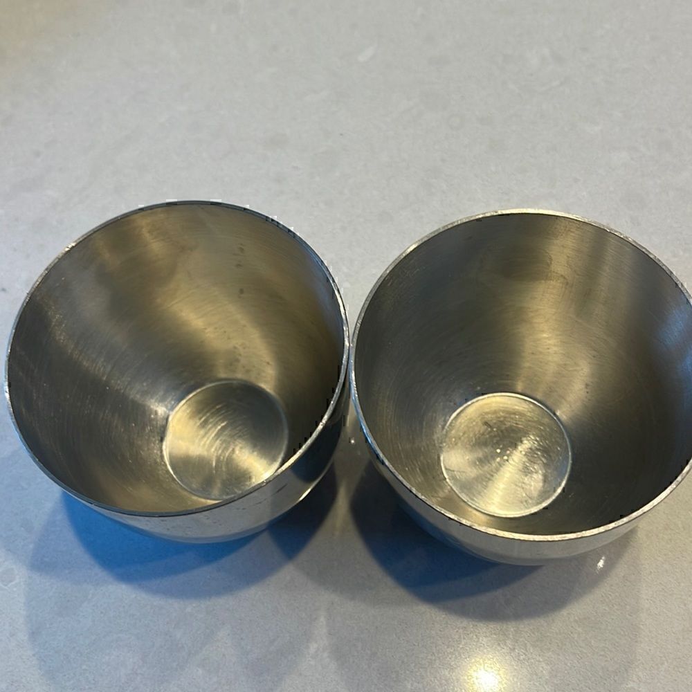 Stieff pewter Jefferson cup 2 included in sale. aTc  emblem on bottom.